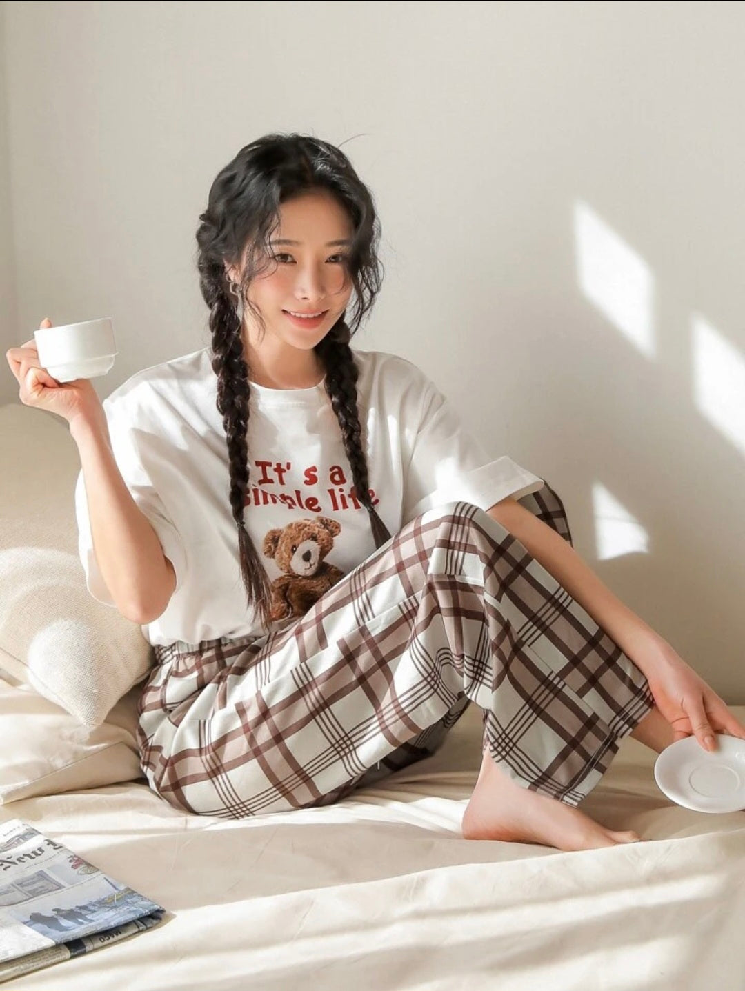 Teddy Check Set (Cream & Brown Edition)