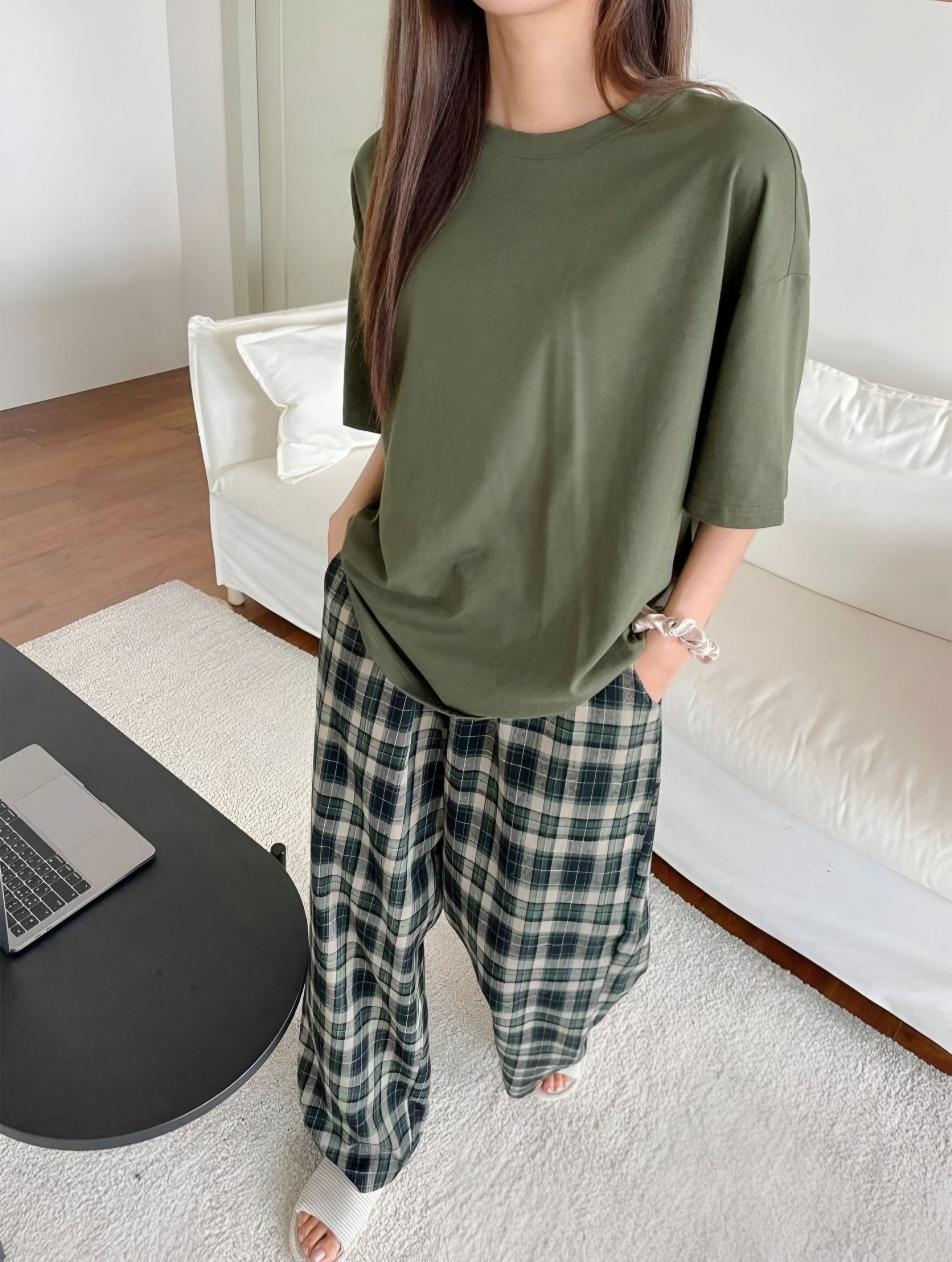 Military Moss Plaid Set