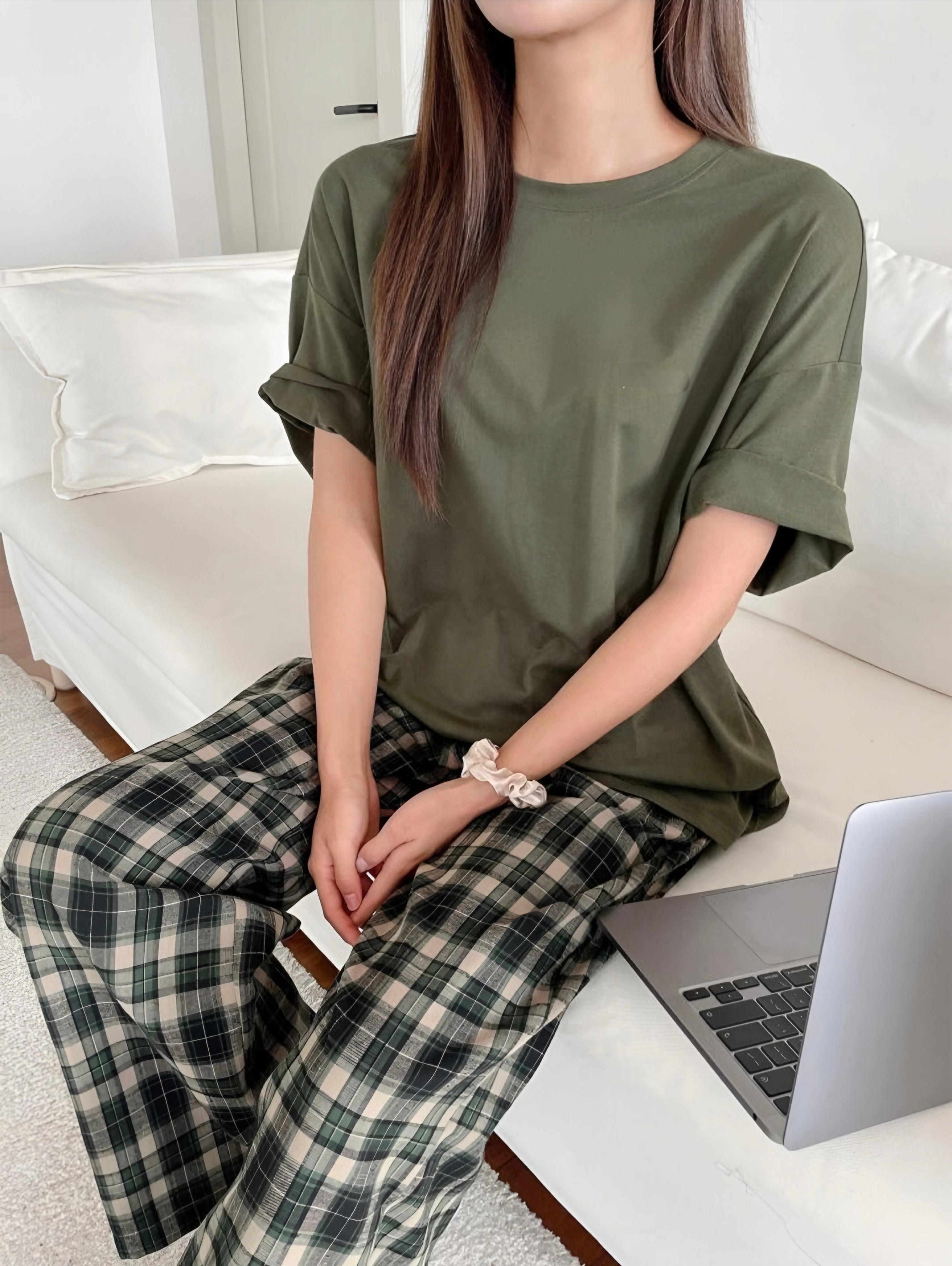 Military Moss Plaid Set