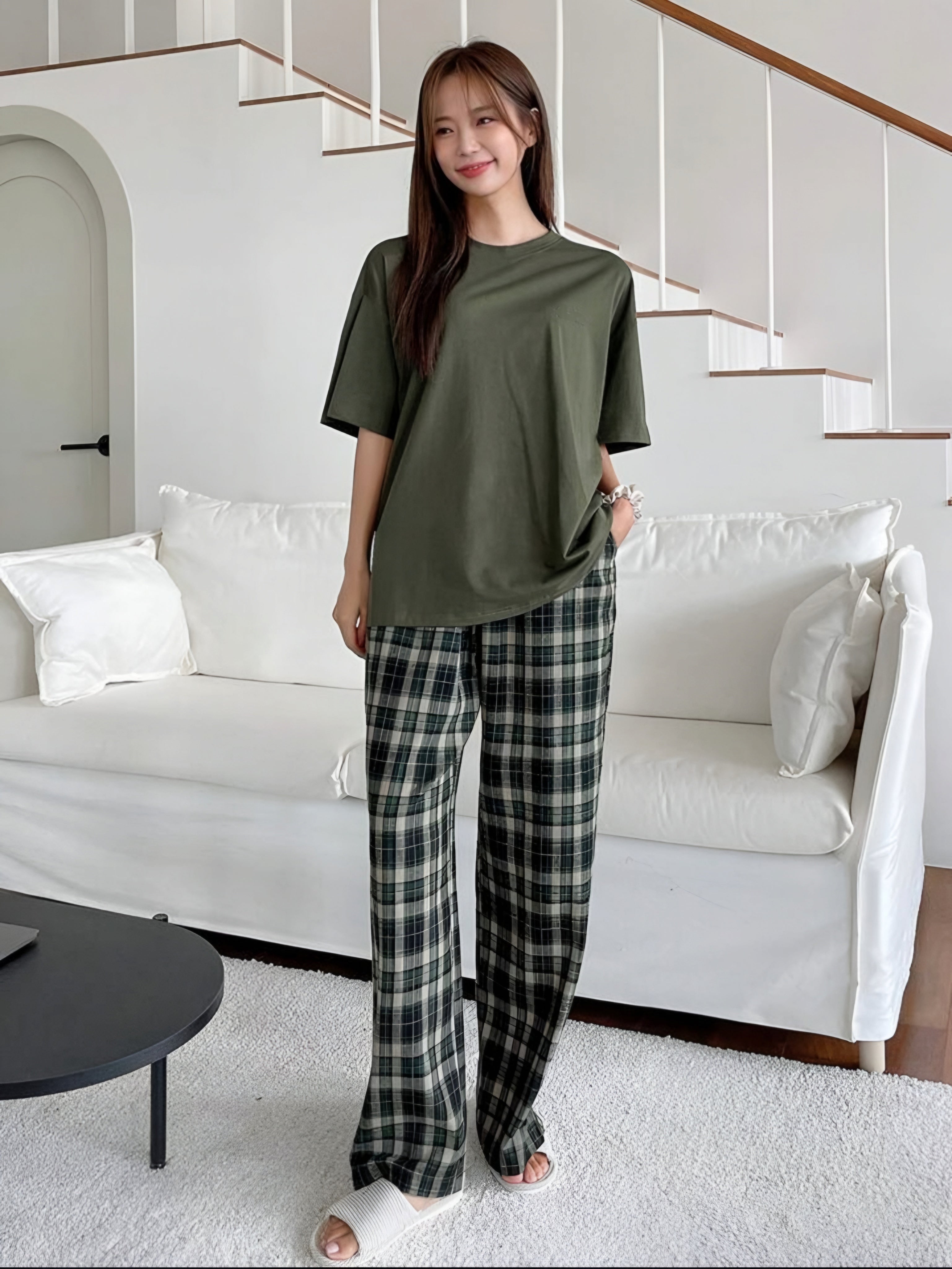 Military Moss Plaid Set