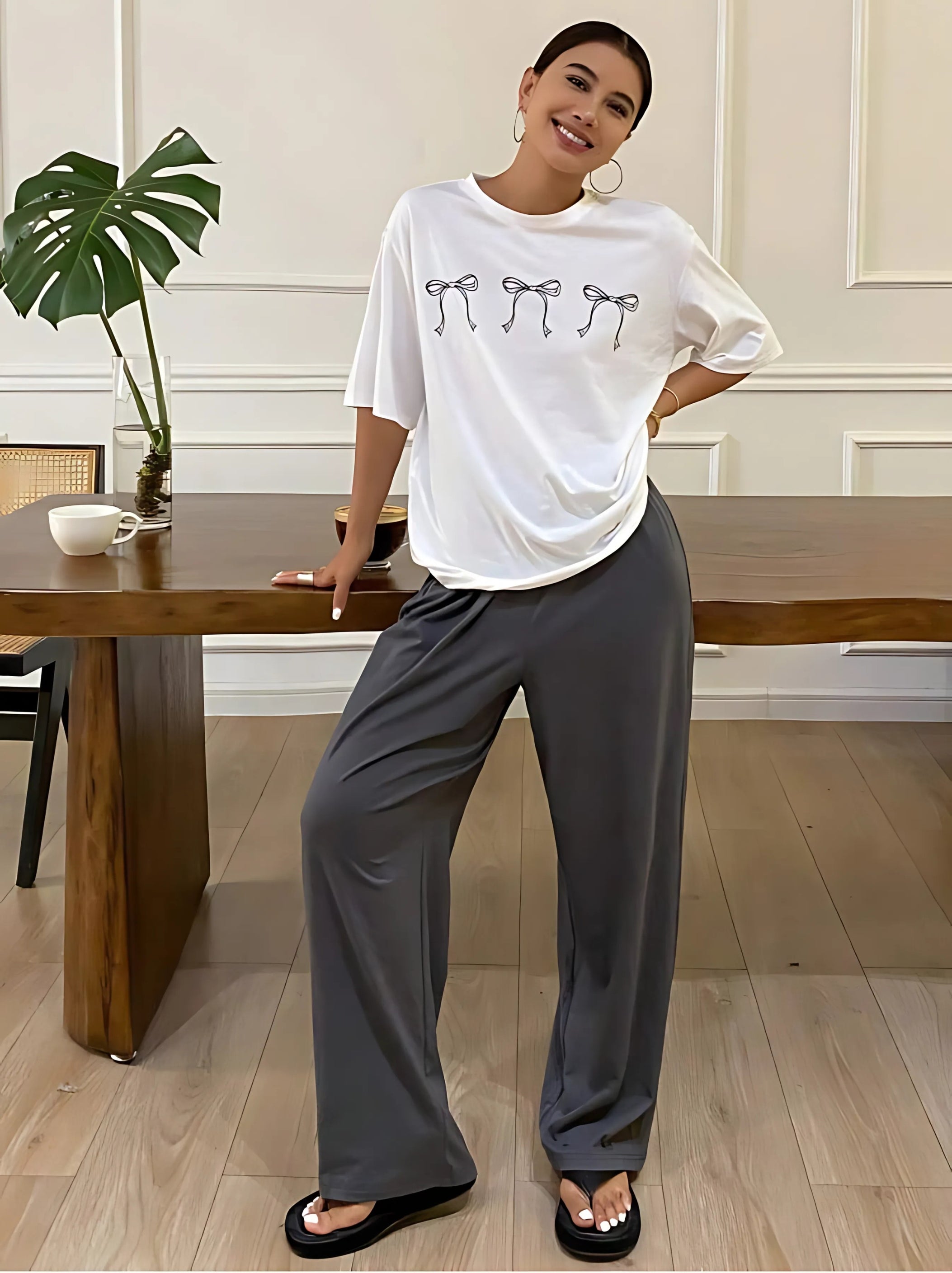 The Coquette Bow Lounge Set | Monochrome