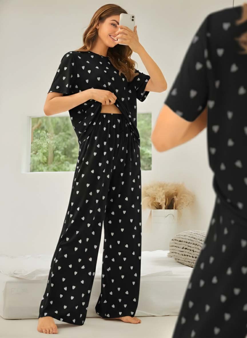 The Cloud-Knit Heart Lounge Set | Black