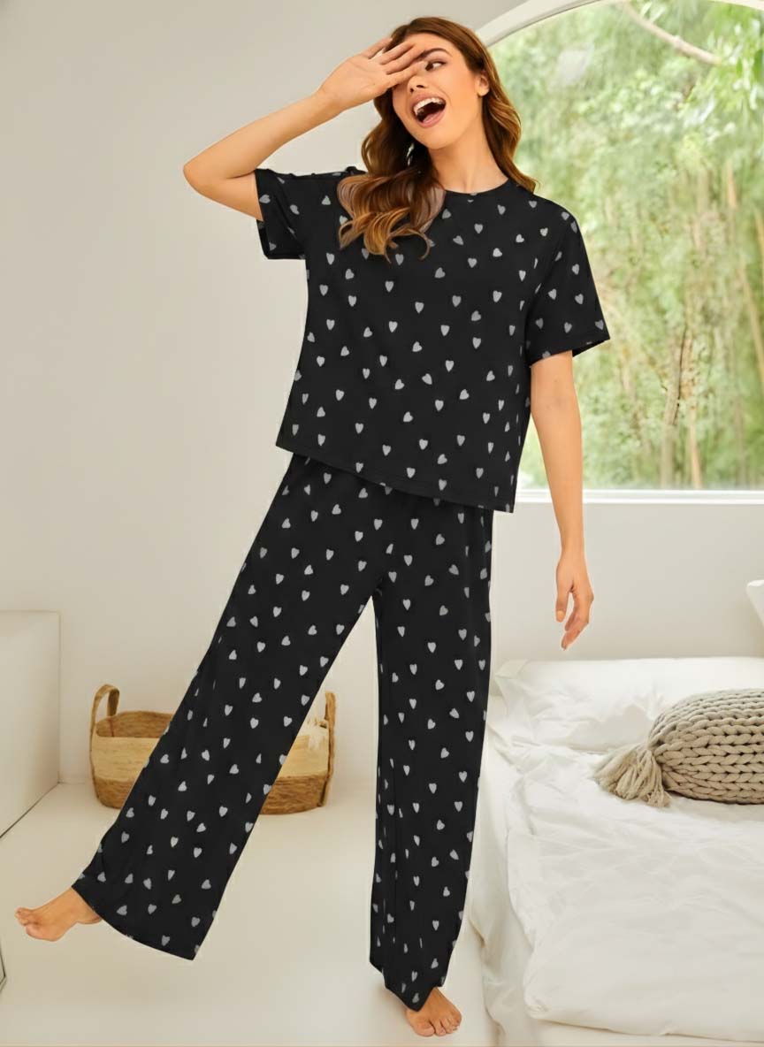 The Cloud-Knit Heart Lounge Set | Black