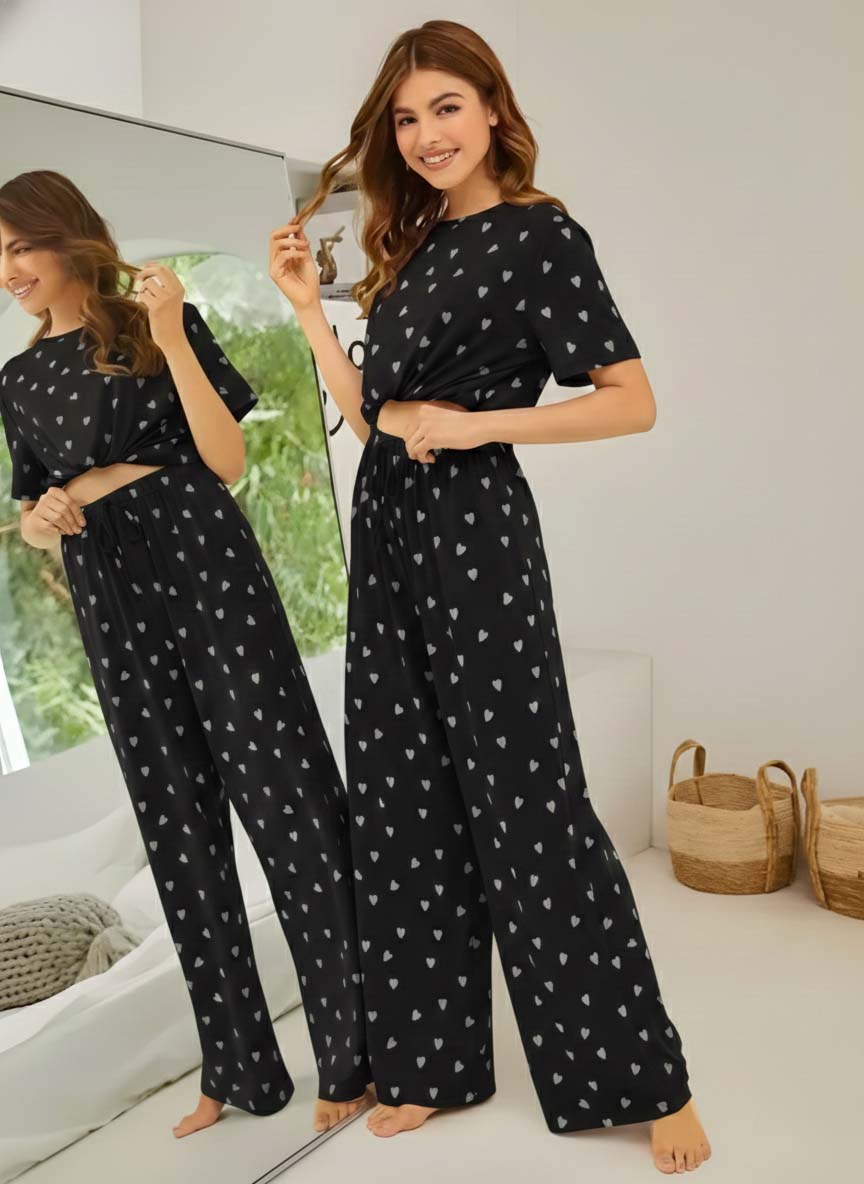 The Cloud-Knit Heart Lounge Set | Black