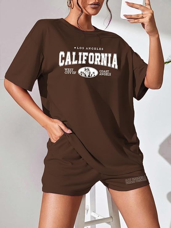 Malibu Brown California Shorts Set