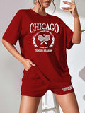 Bloody Red Chicago Tennis Shorts Set