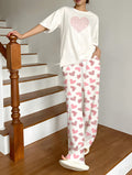 Cream Heart-Print Lounge Set