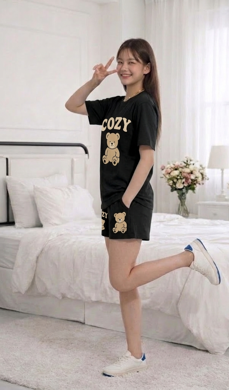 Cozy Teddy Shorts Set