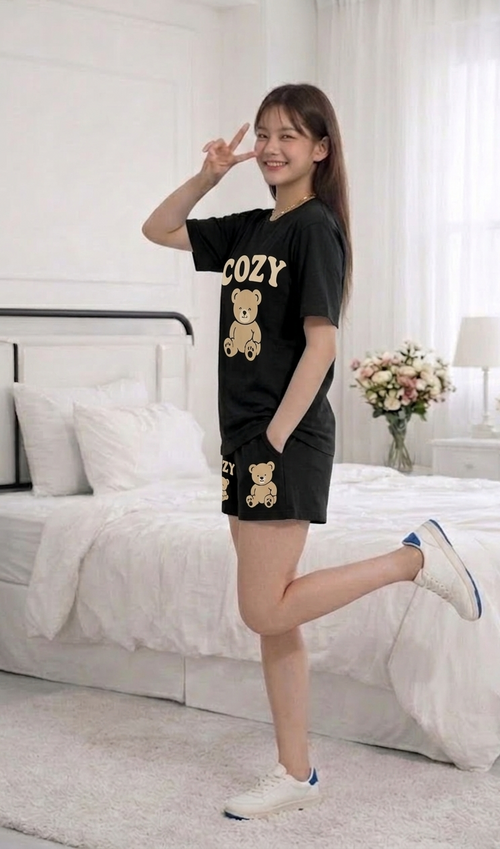 Cozy Teddy Shorts Set
