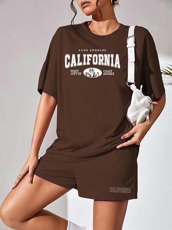 Malibu Brown California Shorts Set