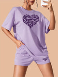 Lavender "Make Love Not War" Shorts Set
