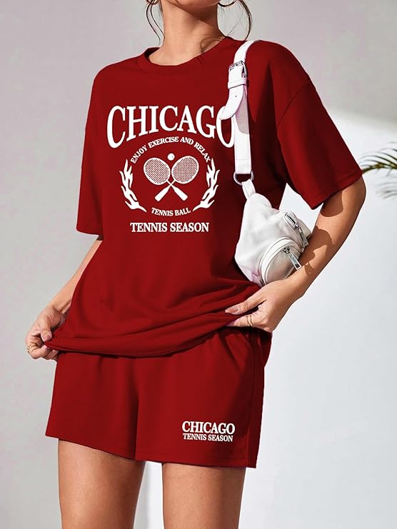 Bloody Red Chicago Tennis Shorts Set