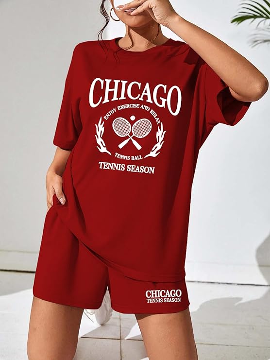 Bloody Red Chicago Tennis Shorts Set