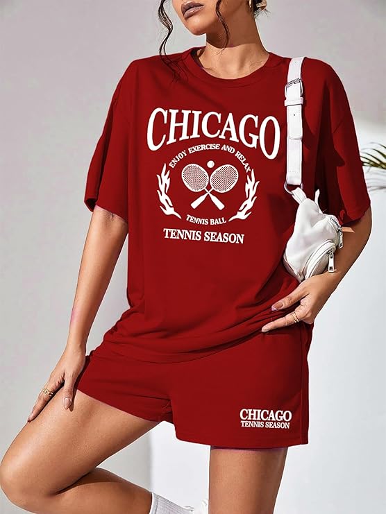 Bloody Red Chicago Tennis Shorts Set
