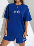 Royal Blue "Peace Love Smile" Shorts Set