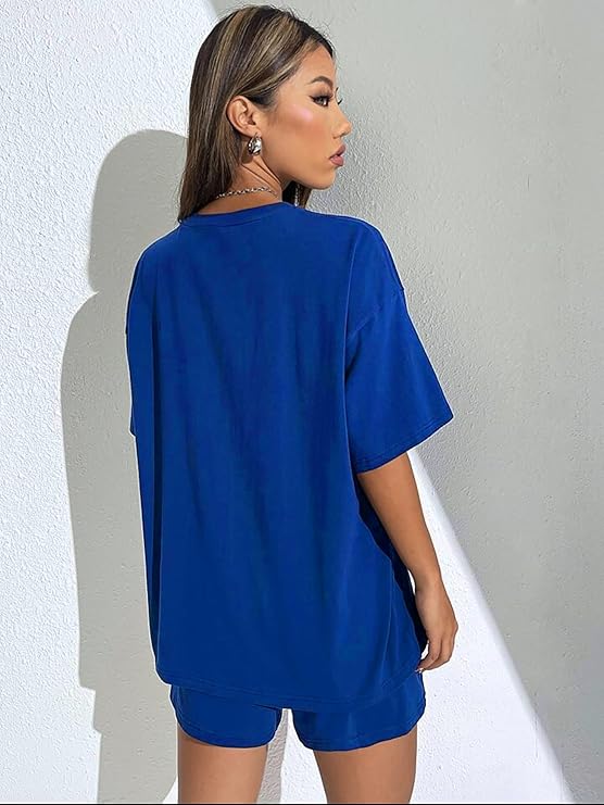 Royal Blue "Peace Love Smile" Shorts Set