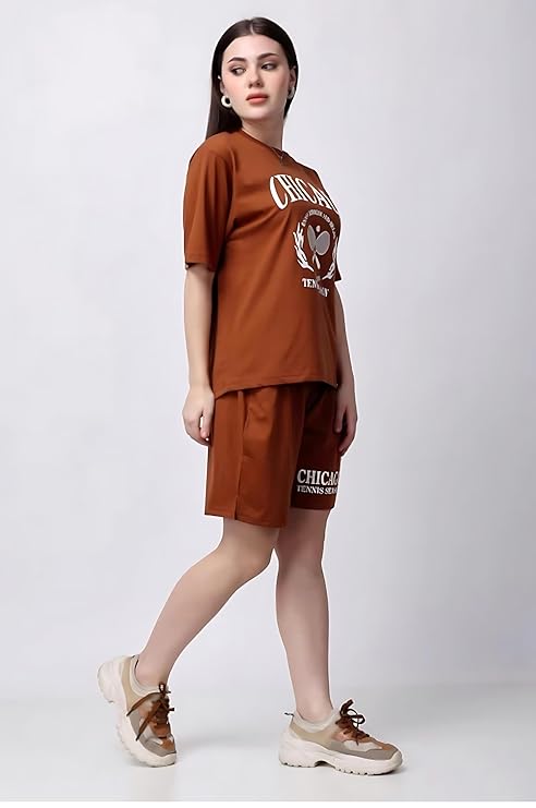 Coffee Brown Chicago Tennis Shorts Set