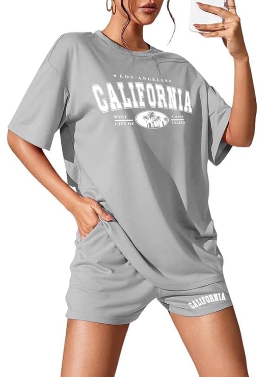 Grey California West Coast Shorts Set