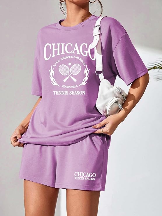 Lavender Chicago Tennis Shorts Set