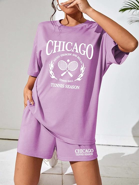 Lavender Chicago Tennis Shorts Set