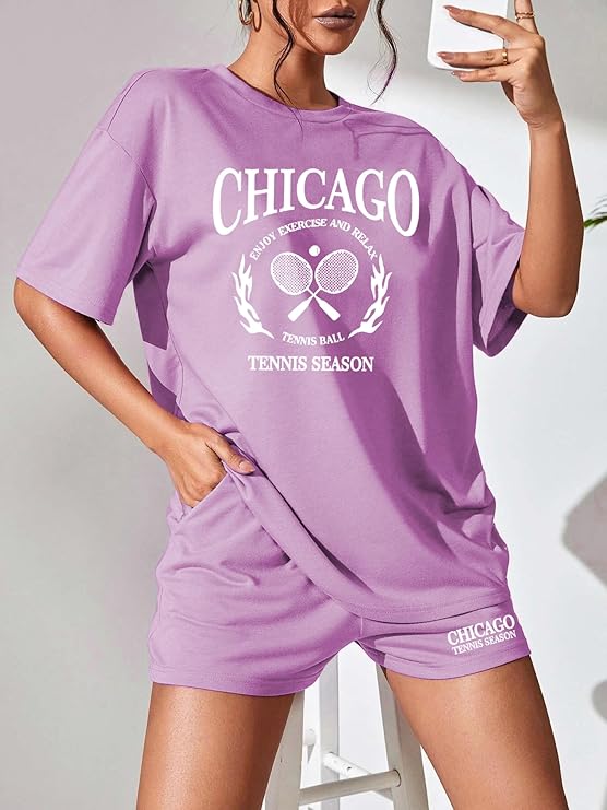 Lavender Chicago Tennis Shorts Set