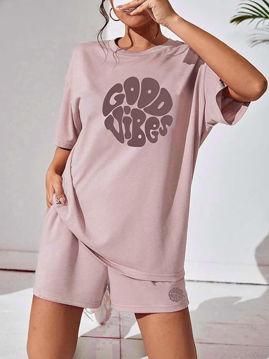 Dusty Rose Good Vibes Shorts Set
