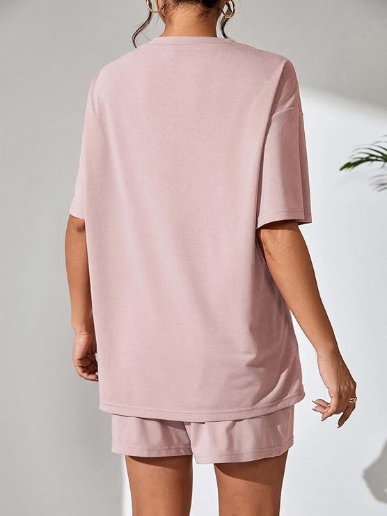 Mauve "Vibe High" Smiley Shorts Set