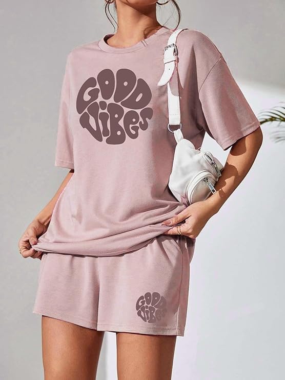 Dusty Rose Good Vibes Shorts Set
