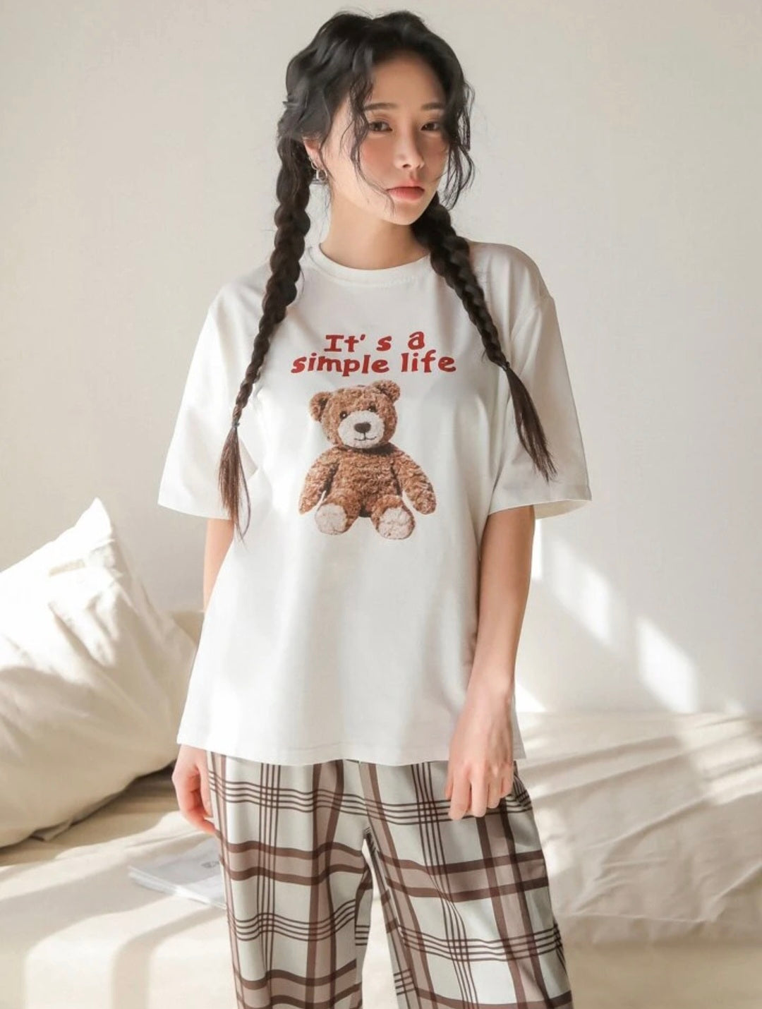 Teddy Check Set (Cream & Brown Edition)