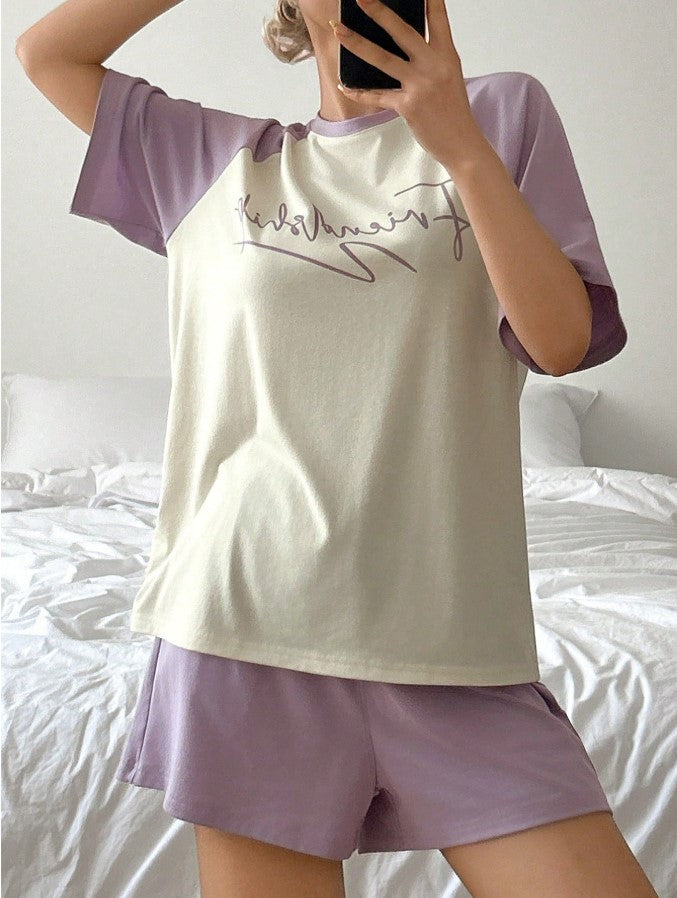 The Friendship Raglan Short Set | Lavender & Cream